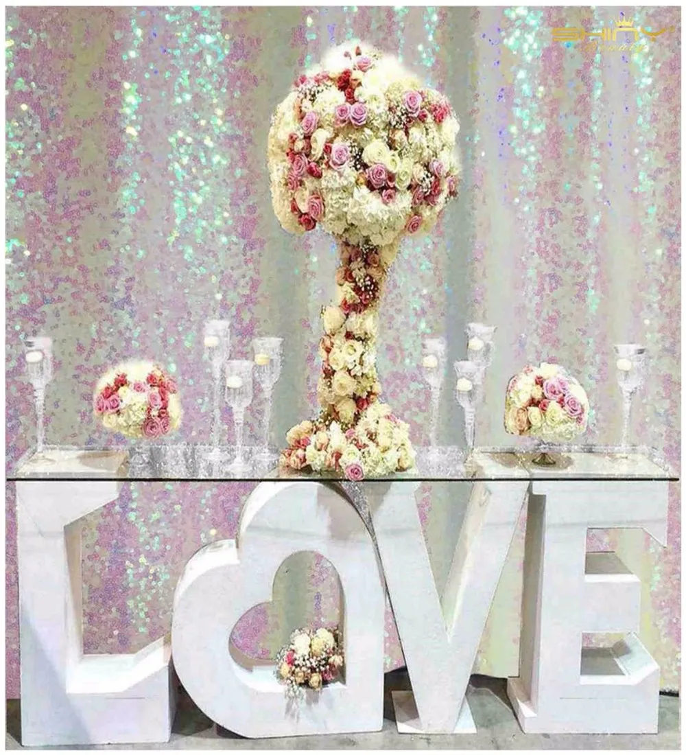 

ShinyBeauty 9ft X 9ft Changed White Sequin Backdrops Curtains, Multicolor White Sequin Fabric Backdrops For Wedding Decoration-R