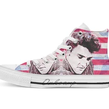 Элвис портрет Новинка; дизайнерская дышащая Повседневная Высокая обувь на шнуровке; Холщовая обувь кеды