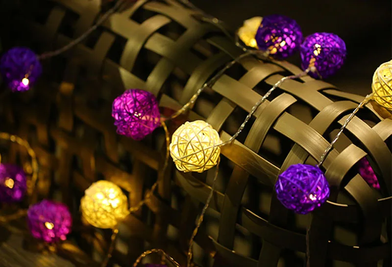 Bateria Levou Seqüência de Luz de Natal ao ar Livre 20 Branco Roxo Rattan Bolas de Fadas Casamento Holiday Garden Decoração do Quarto Luz Guirlanda 4 Cheap Fios de LED