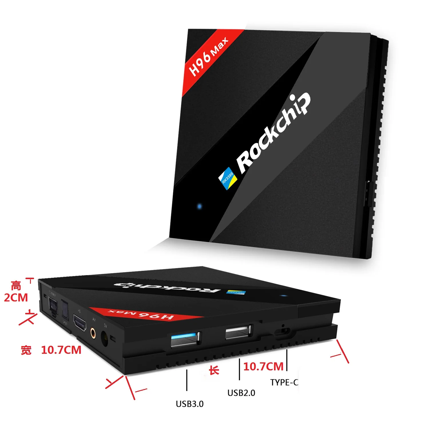 

H96 MAX TV Box 4K H.265 Android7.1 TV Box RK3399 Smart Set Top BOX Media Player Dual+Quad Core Support Miracast/DLNA IPTV HDMI