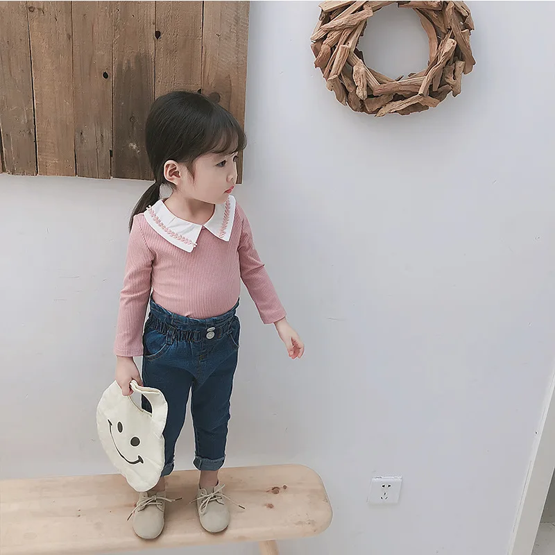 2020 New Girls High Waist Jeans Baby Solid Color Waist Jeans Jeans Girls Leggings Baby Girl Clothes Kids Leggings