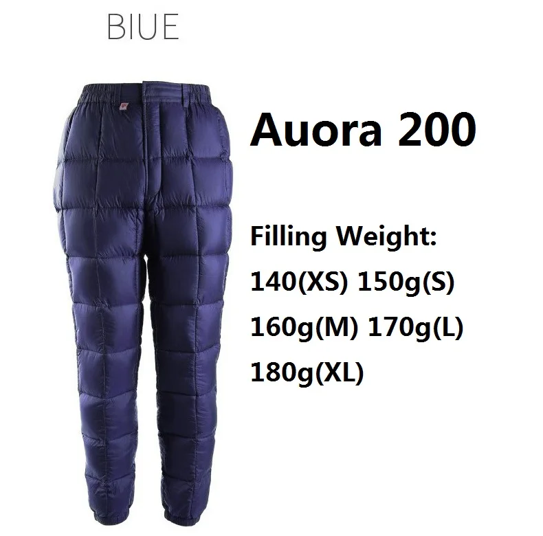 Черный лед для мужчин/женщин Upgrade17 Аврора 100 г/200 г водонепроницаемый гусиный пух ватные брюки фитнес уличная спортивная одежда - Цвет: Aurora 200-Blue