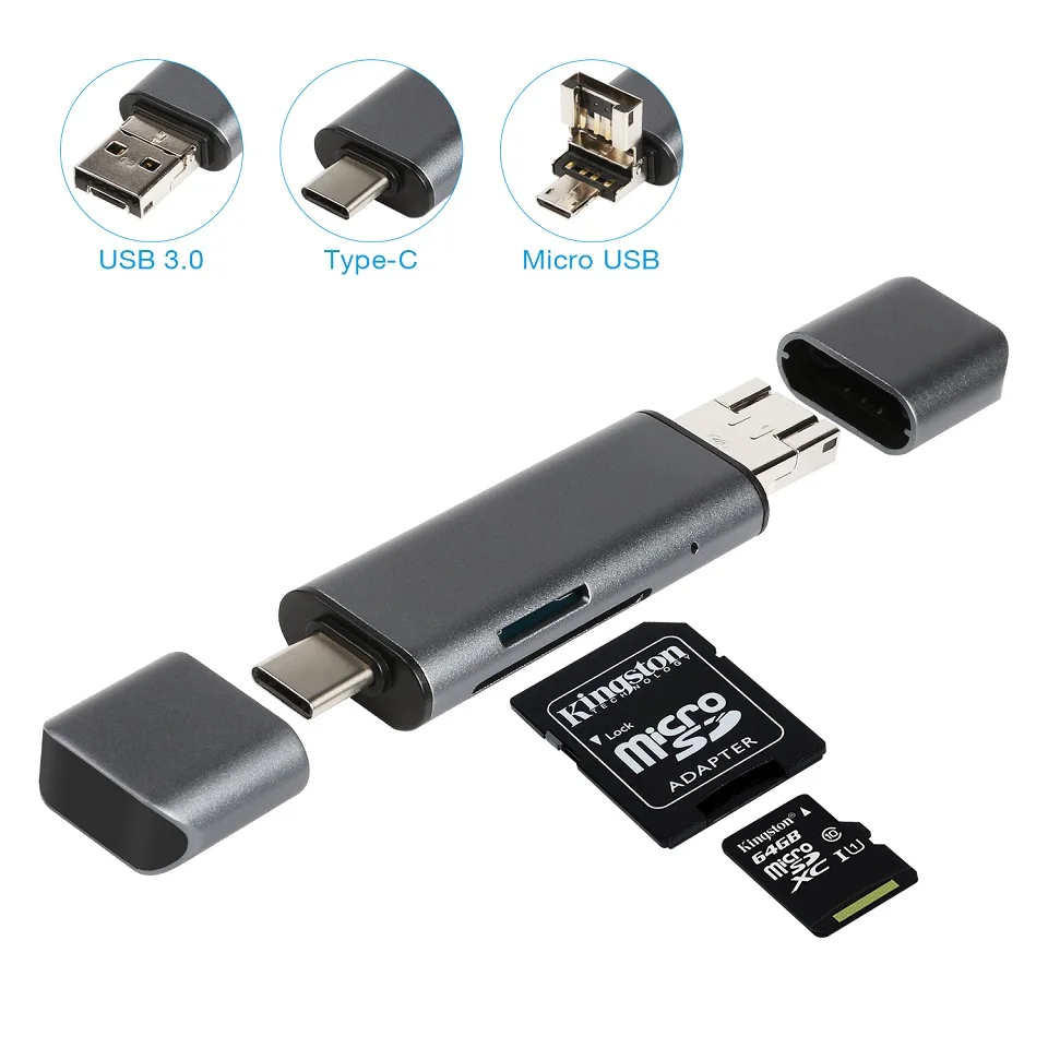 YUNCLOUD USB 2,0 3,0 устройство чтения карт памяти адаптер высокое Скорость Тип C USB C Micro SD Card Reader для ноутбук ПК Android Mac OS