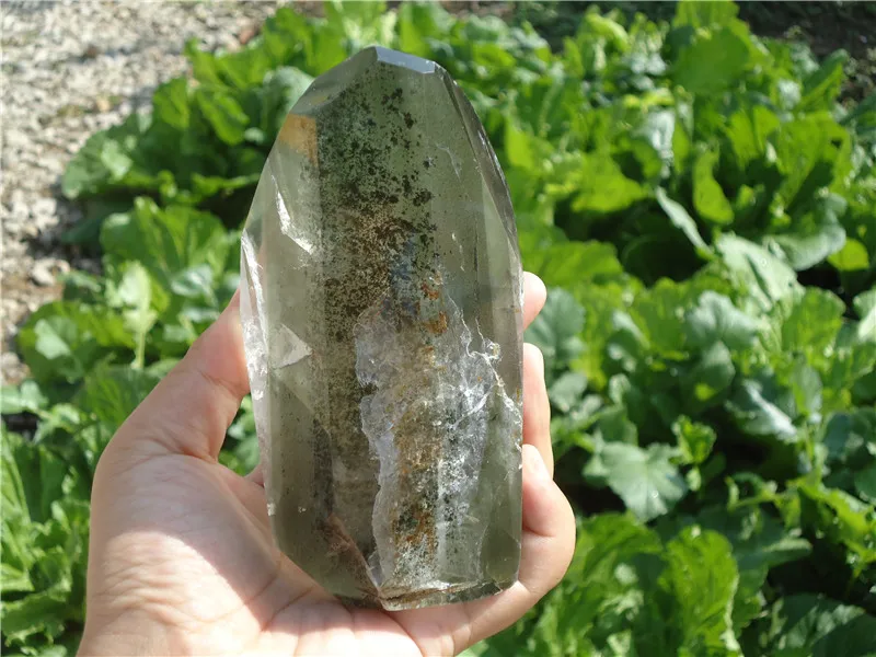 Топ 660 г! Редкий природный зеленый призрак кварц кристалл палочка точечное