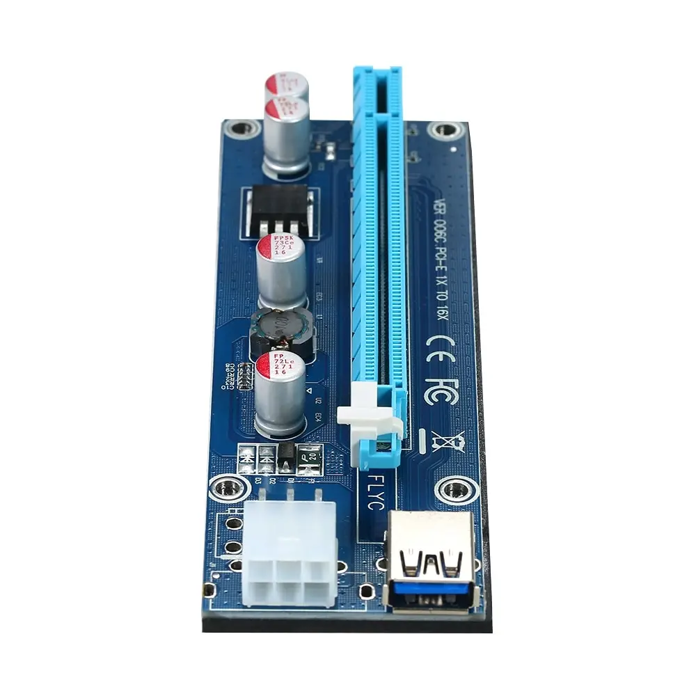 6 шт в комплекте мульти-интерфейс PCI-E 6pin питание Райзер адаптера 1x к 16x увеличение доска с 23.6in USB3.0 кабель-удлинитель
