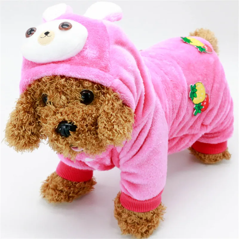 Cute Pet Dog Clothes for Small Dog Warm Cotton Four Feet White Rabbit ...