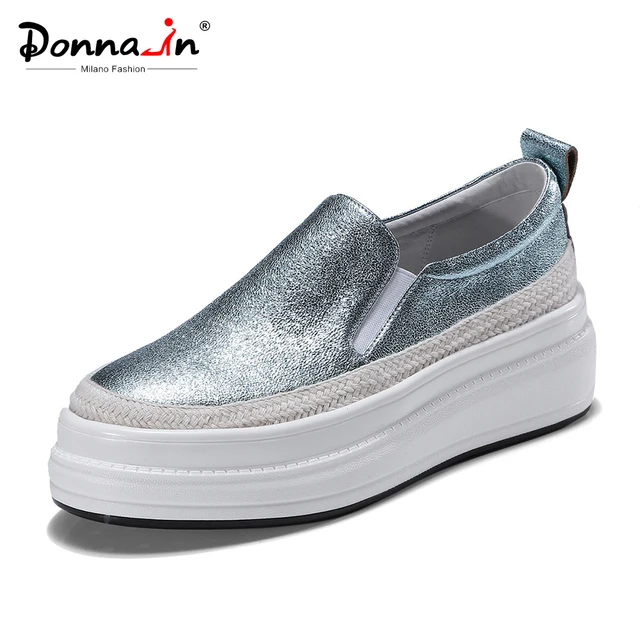 Donna-in/туфли на плоской платформе, женские лоферы из натуральной кожи, слипоны, криперы, Элегантные повседневные Мокасины для женщин, новинка весны 2019