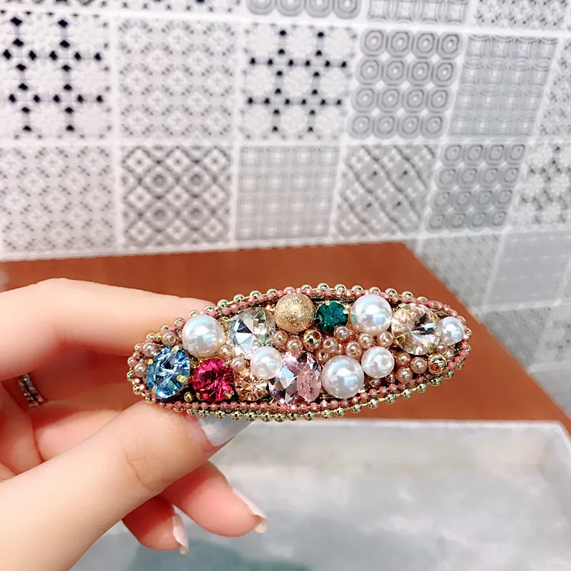 Кристалл барокко Жемчуг красочные драгоценные камни шпильки Ретро аксессуары для волос ободок заколки для волос для девочек заколки для волос