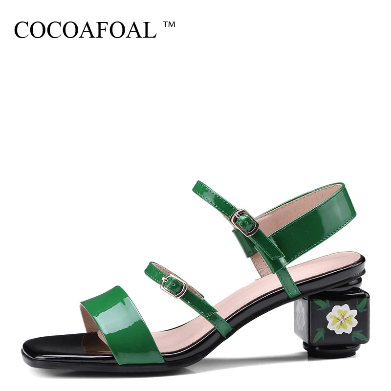 COCOAFOAL/Женские Зеленые босоножки большие размеры 34-43 из натуральной кожи на