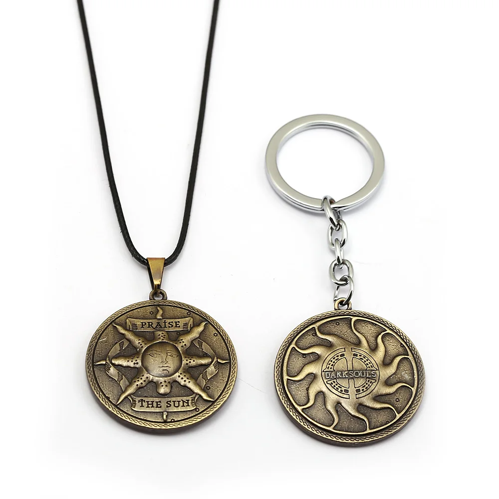 Dark Souls 3 Keychain Solaire Of Astora Sun Knight Logo Pendant Key Ring Holder 