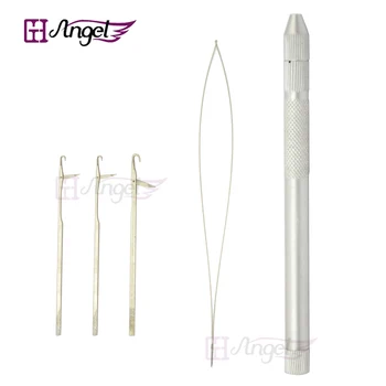 

Wholesale 1pc Aluminium handle pulling/weaving knitting needles micro ring loop threader needle for hair extensions tool