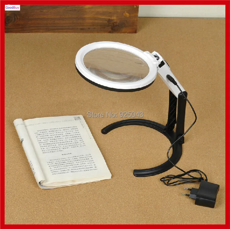 New 220v Portable Foldable 2/5X Giant 10 Led Light Reading Magnifier Desk Lamp Electronic Repairing Jewelry | Инструменты