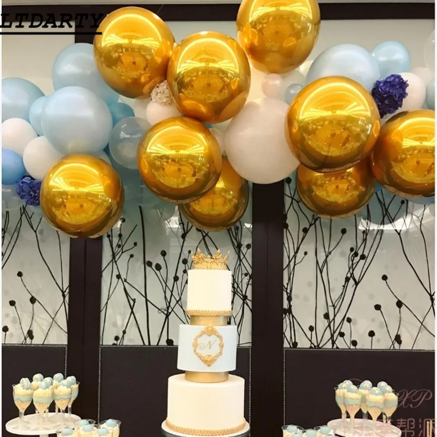 

10pcs New 18inch glossy chrome metal 4D bubble gold silver wedding birthday party decoration balloons Helium Supplies kid gifts