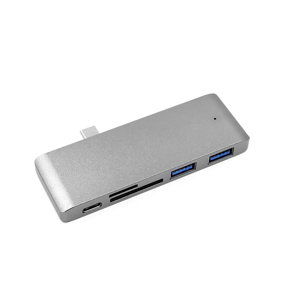 

2pcs Grey 5 in 1 Type C to USB3.0 Hub Adapter Charging Data Sync Card Reader Multi-Port Combo Converter for MacBook Pro