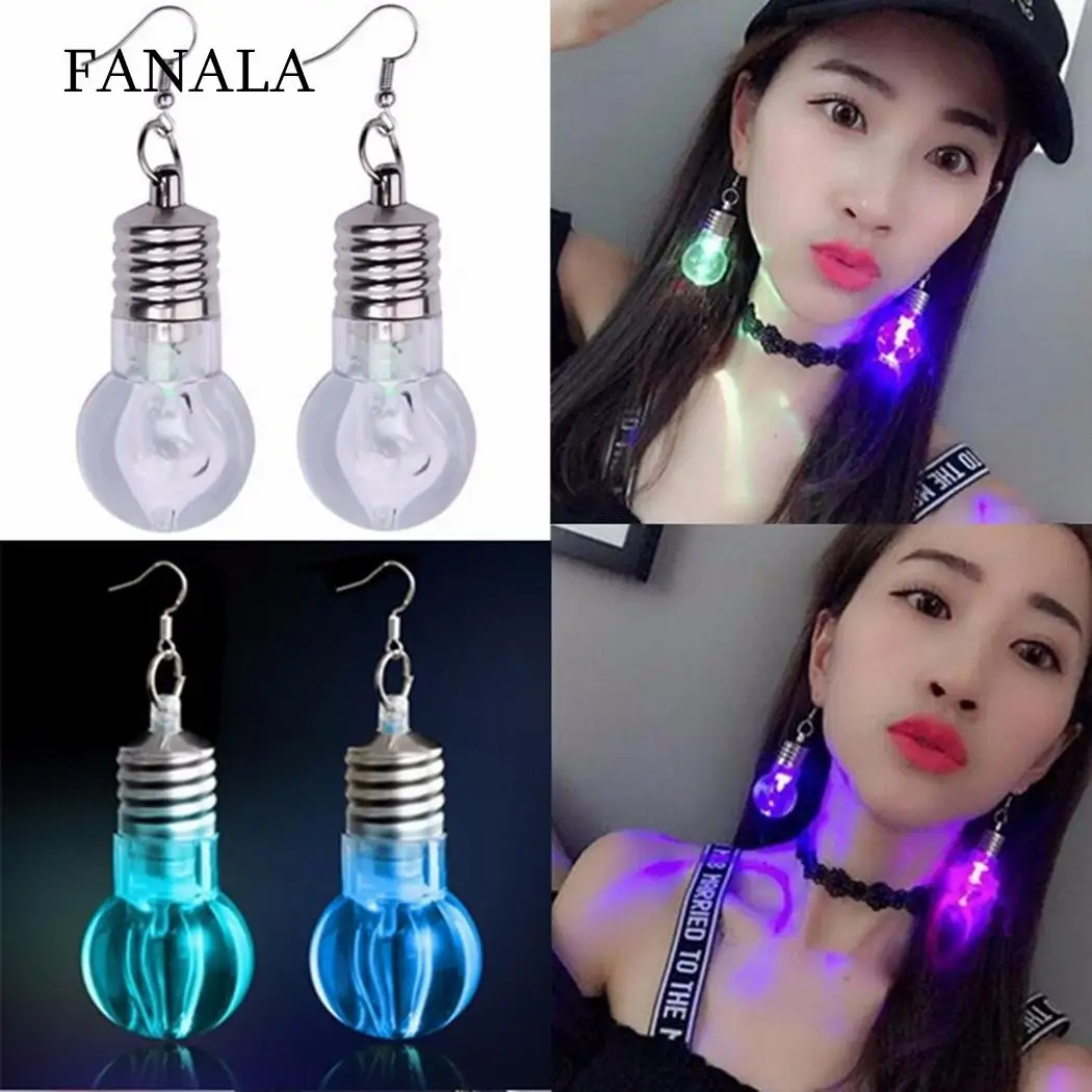 

Nightclub Personality Fashion Luminous Colorful Light Bulb Earrings