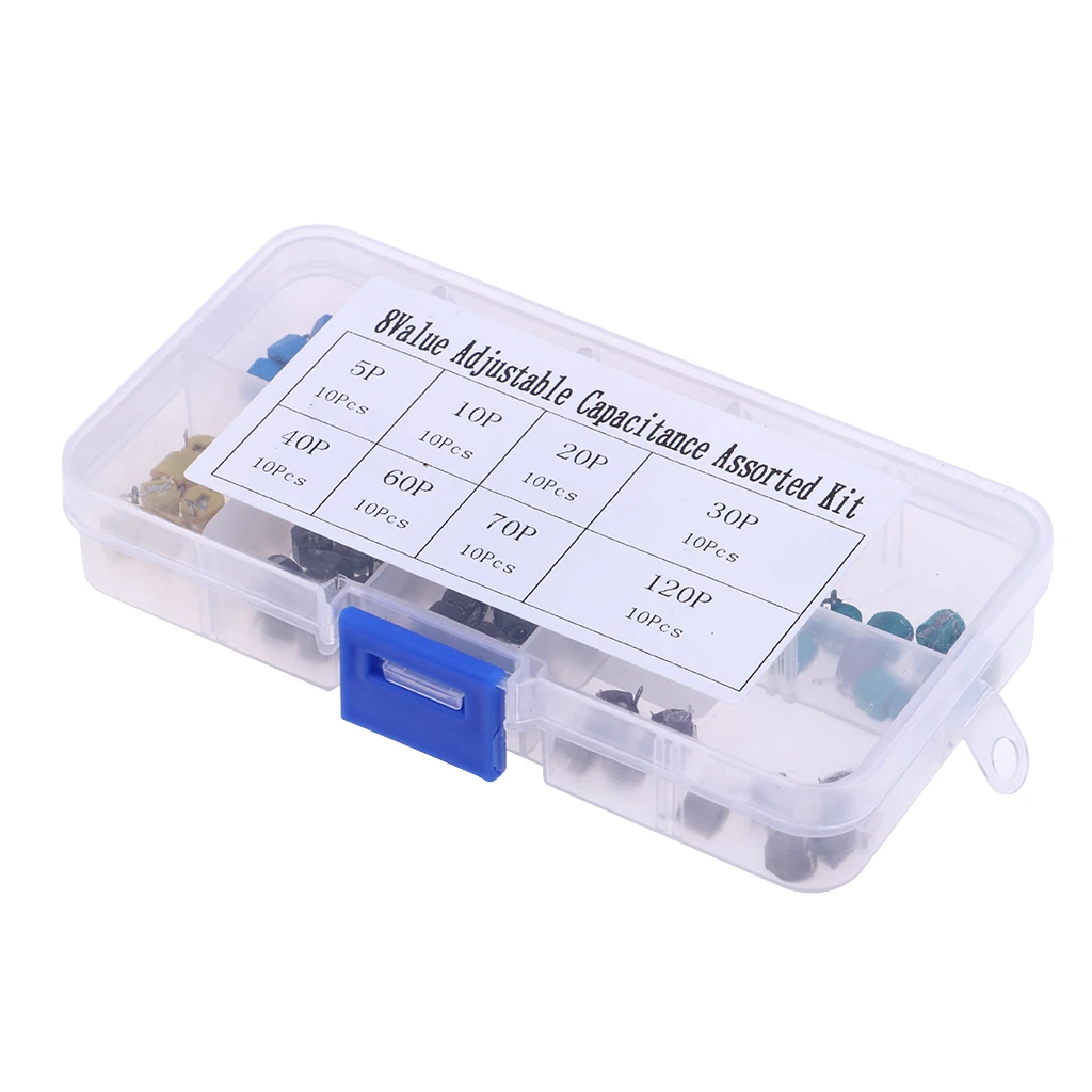 

80 Piece Plastic Trimmer Variable Capacitors Kit 5pF - 120pF(8 Values/Types)