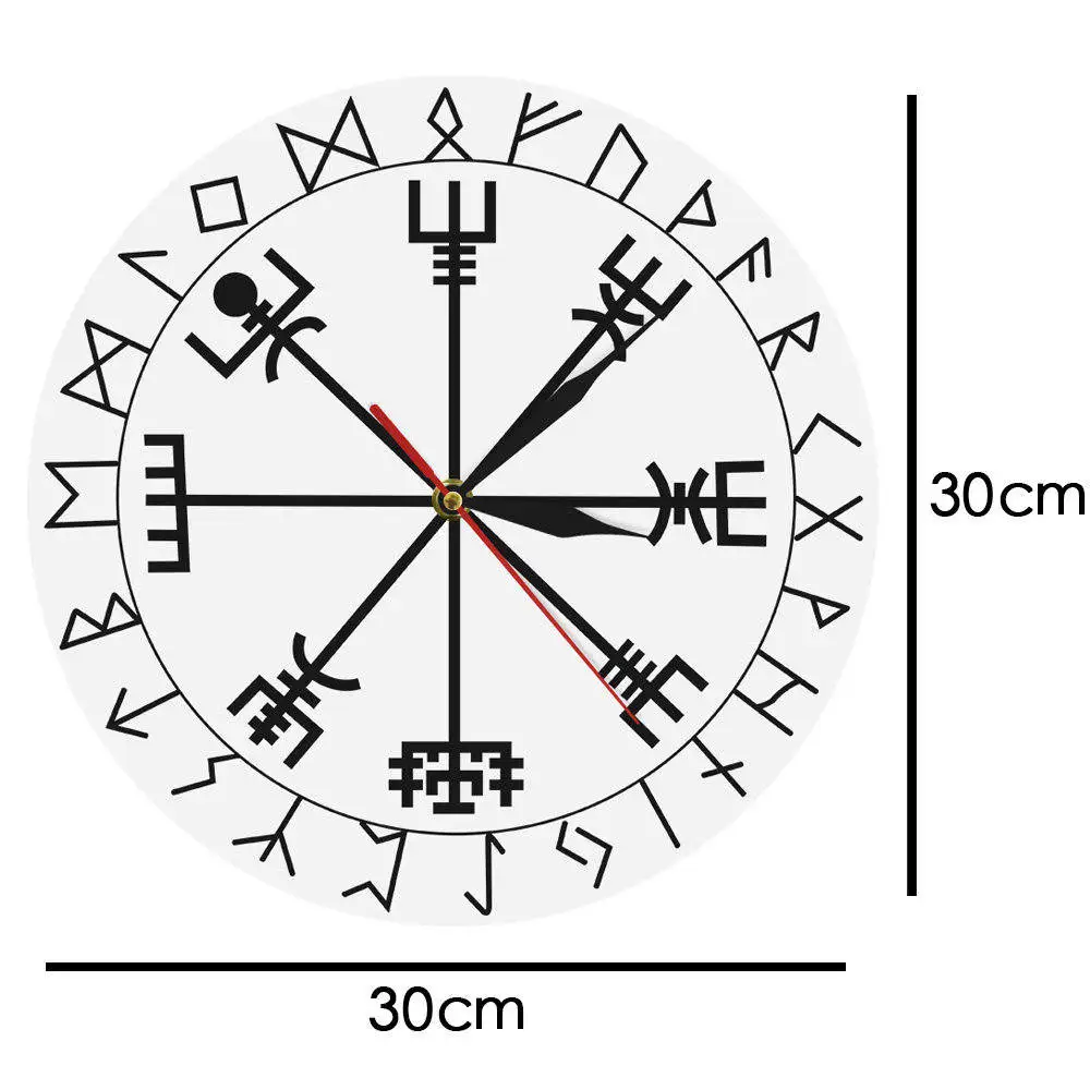 Скандинавская Руна Compass Уникальные кварцевые настенные часы Vikings Vegvisir символ