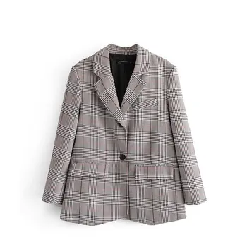 

Women's jacket fashion plaid long-sleeved single-breasted suit casual ladies suit jacket 2019 autumn new women's clothing
