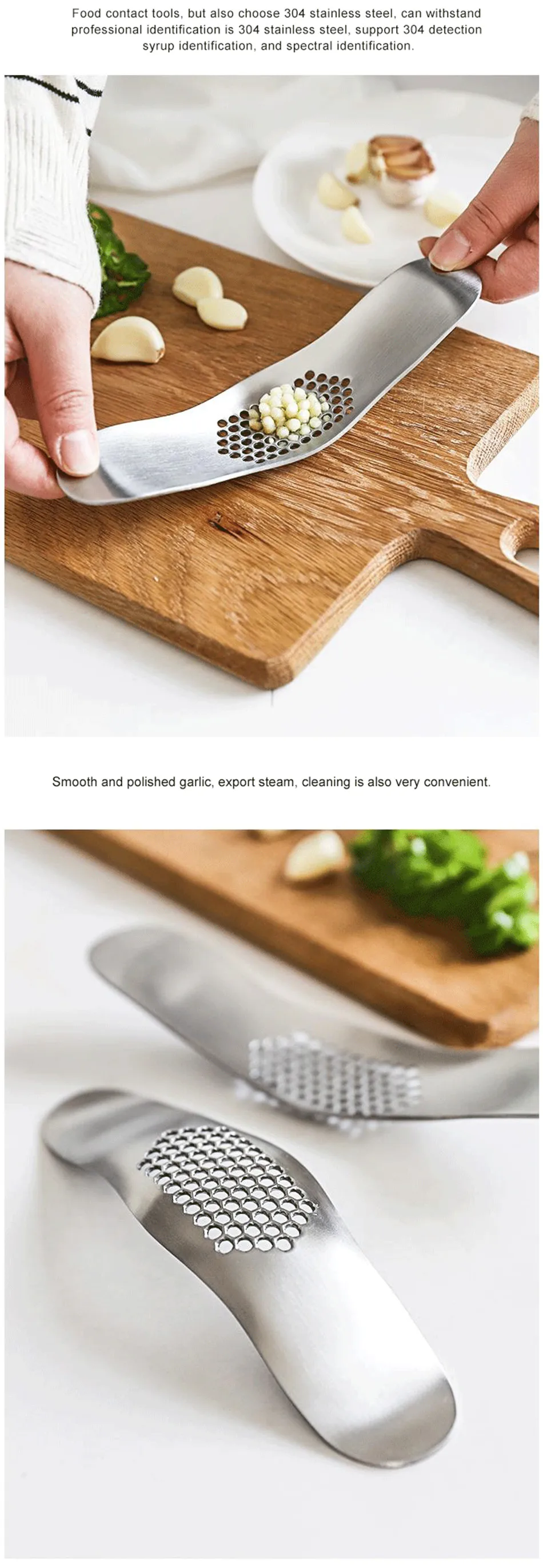 Kitchen Gadgets Stainless Steel Garlic Chopper Mincer Press Multi-function Swinging Garlic Press Cooking Fruit Vegetable Tools (4)