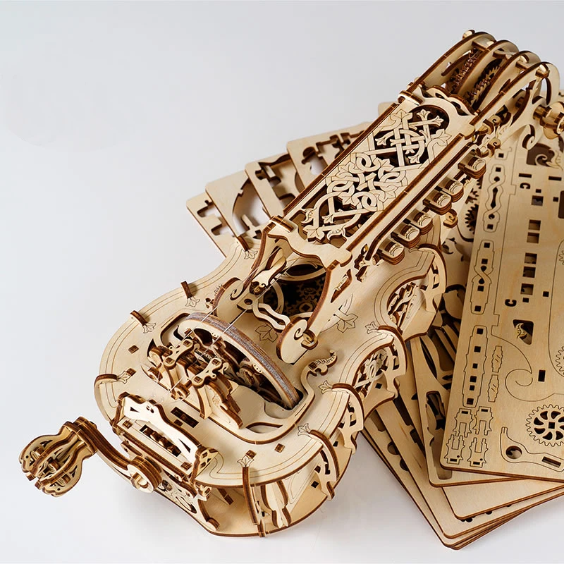 DIY лом деревянный игрушка-конструктор Механическая Трансмиссия модель вращающийся пианино гитары головоломки игрушечные лошадки творческий подарок на