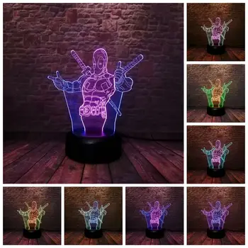 

The Avengers Deadpool Figuma 3D Illusion NightLight LED Colourful Mixed Changing Light Desk Lamp SuperHero Dead Pool Figure Toys