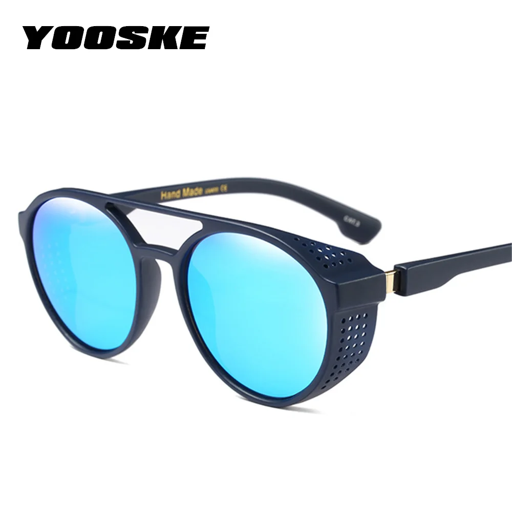 

YOOSKE Vintage Steampunk Sunglasses Men Goggles Round Sunglass Women Retro Steam Punk Sun glasses Shades Twin-Beams Glasses