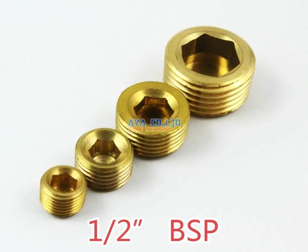 

10 Pieces 1/2" BSP Brass Pneumatic Pipe Plug Hex Head Socket Plug Fuel Fitting
