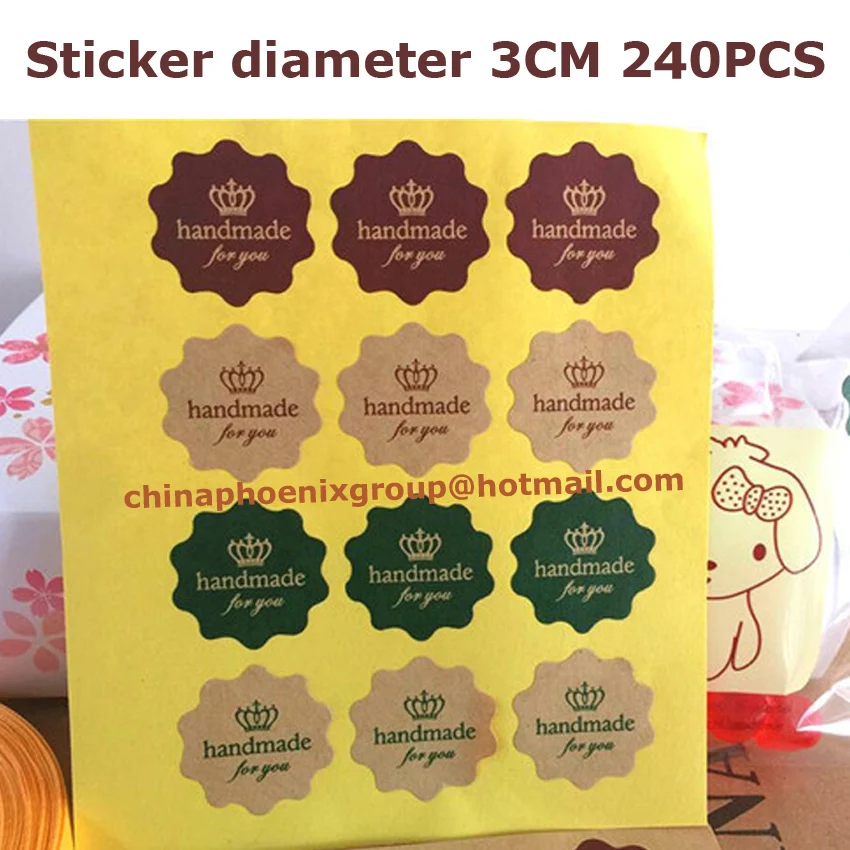 

Round diameter 3cm crown hand made Craft Paper sticker label paper DIY sticker kraft Gifts Posted 240pcs free shipping