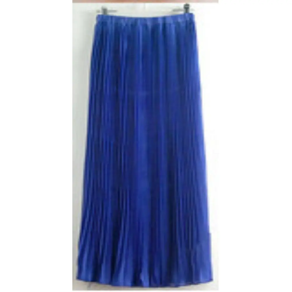 Womens Skirt Belt High Waist Solid Color Retro Maxi Chiffon Pleated Elegant Long Skirt Summer Skirt Womens New 13 Styles - Цвет: Sapphire Blue