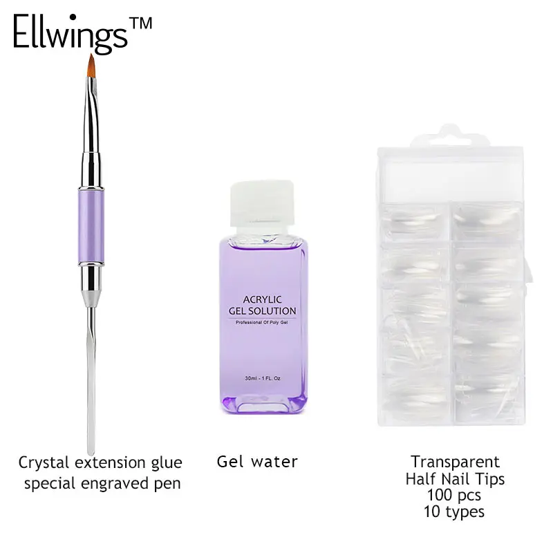 

Ellwings 30ml Poly Gel Solution Slip Polygel Tools Set Quick Extension Handle Dual-ended Brush for Acryl UV Builder