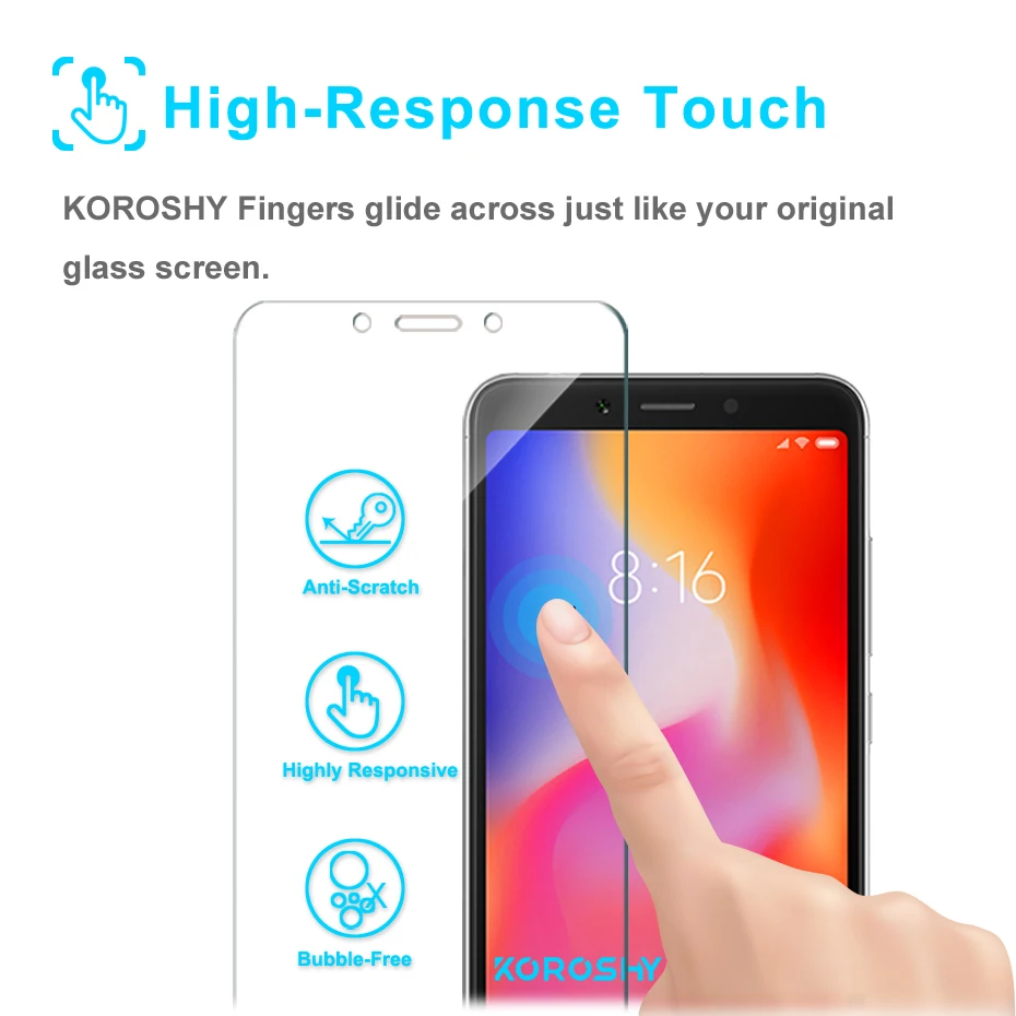 KOROSHY Real 2.5D 9H Tempered Glass for Xiaomi Redmi 6 Xiomi Redmi 6A Screen Protector 0.3mm Protective Toughened Glass Film (6)