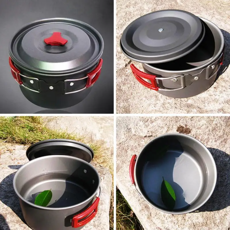 Camping Equipment Picnic al aire libre grande solo utensilios de aluminio olla alta temperatura resistencia utensilios de cocina