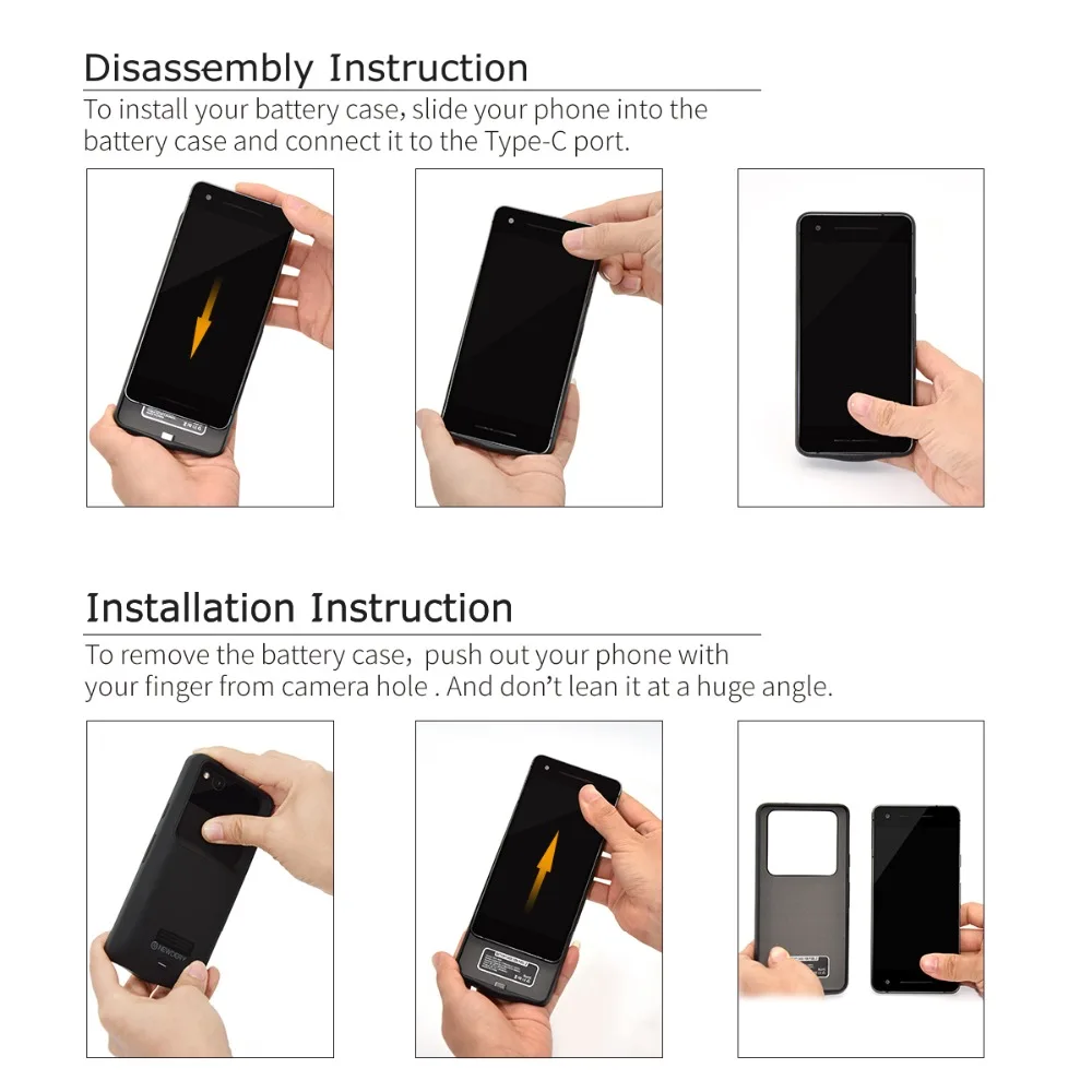 뉴데리 배터리 충전기 케이스, 구글 픽셀 2 2XL, 4700mAh, 독점 슬림 휴대용 충전 케이스, 픽셀 2 XL, 5200mAh