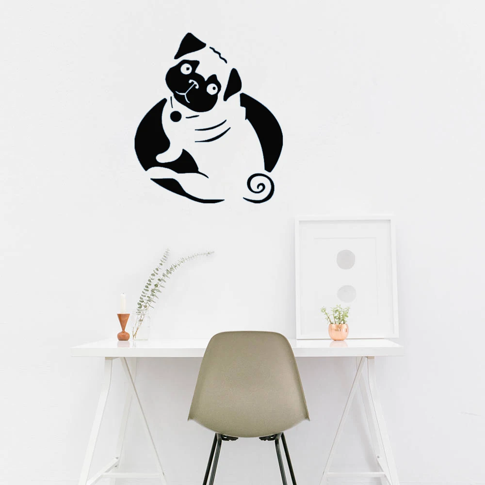 

Lovely Pet Animal Face Wall Stickers Vinyl Removable Decals Mural Home Decor Sofa Background Pattern Pug Dog Puppy Decal LC064