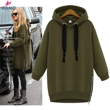 

Oversized 2019 Spring Autumn Women Casual Long Hoodies Sweatshirt Coat Zipper Outerwear Hooded Jacket Plus Size Tops