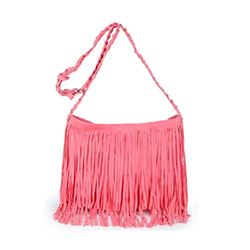 Женские сумки-мессенджеры сумка с бахромой кисточками Женская Bolsas De Marca модная сумка через плечо - Цвет: PINK