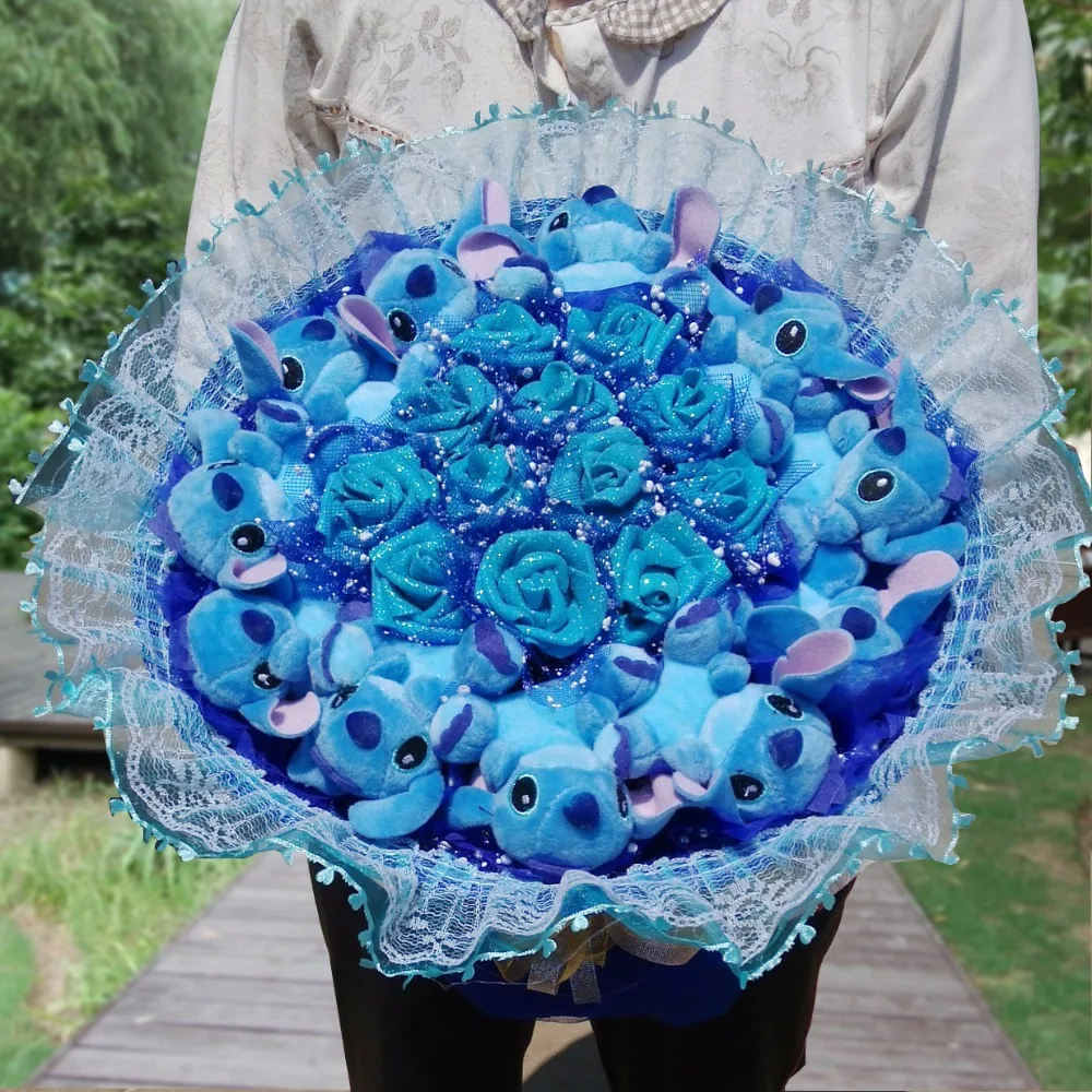 

Stitch Bouquet Plush Stuffed Carton Animals Toys Artificial Kawaii Cartoon Fake Flowers Best Birthday Christmas Day Dreamy Gift