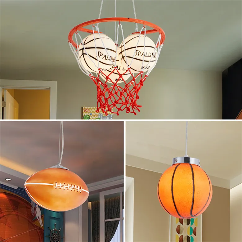 Современный арт-деко баскетбольный потолочный светильник s креативный детский светодиодный светильник для спальни потолочный светильник для мальчика E27 энергосберегающий