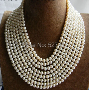 

Wholesale free p&p hot sale>>>8Strands 17'' 7mm Round White Freshwater Pearl Necklace