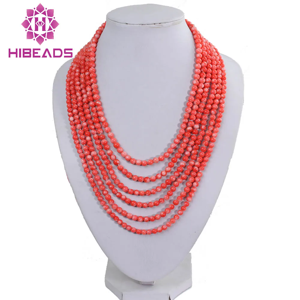 Romantic Small Coral Beads Necklace 5MM Pink Coral Beads Necklace