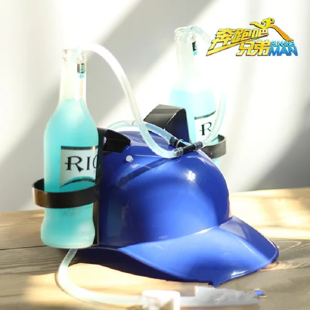 Adjustable Drinking Helmet with Straw Fun Bottle Soda Beer Bottle