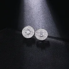 WEIMANJINGDIAN сверкающий AAA кубический цирконий CZ кристалл проложить серьги-гвоздики диски для женщин в белом золотом цвете