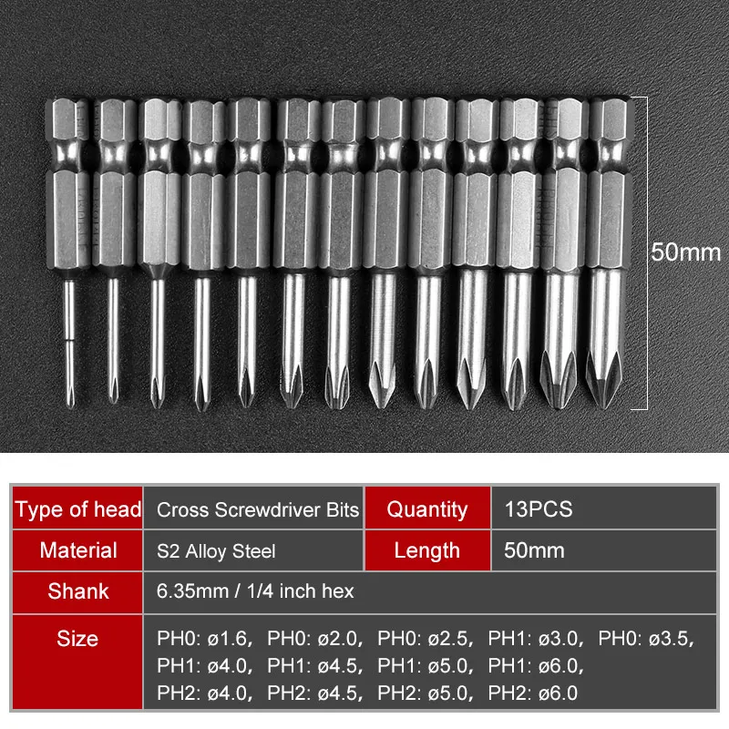 

1Sets Magnetic Drill Screwdriver Set Bits S2 Steel Cross Head Group Screw Driver Screwdrivers Kit Hand Tools