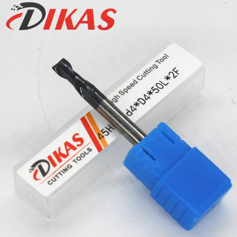 

Dikas 45HRC d4*D4*50L*2F material Carbide Square Flatted End Mill 2 flute 4mm coating nano use for High-speed milling machine