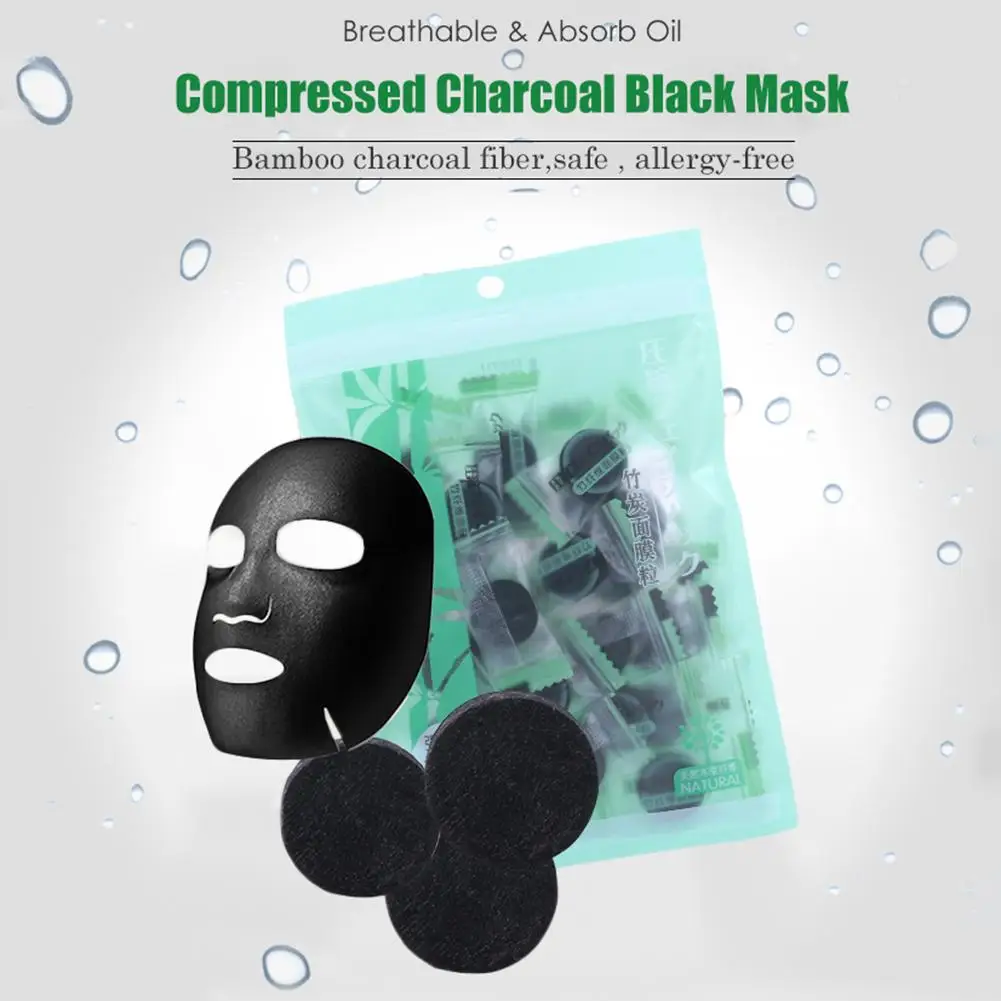 30 шт черная маска сжатая маска, бумажная из черного бамбукового угля волокна лицевой лист самодельный diy компресс для удаления черных точек 20