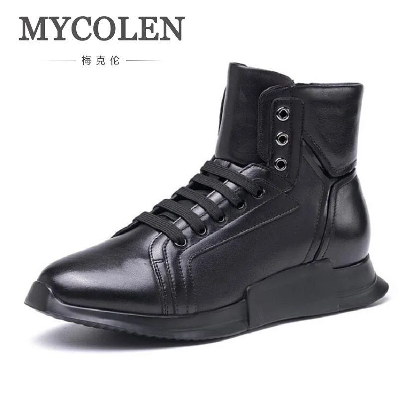 

MYCOLEN High Quality High Top Men Casual Shoes Fashion Winter Comfort Male Shoes Adult Men Lace Up Walking Shoes Black Footwear