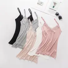 1 шт., 50% шелк, 50% вискоза, вязаный кружевной топ с v-образным вырезом, майка, рубашка, одежда для сна на тонких бретелях, SS005