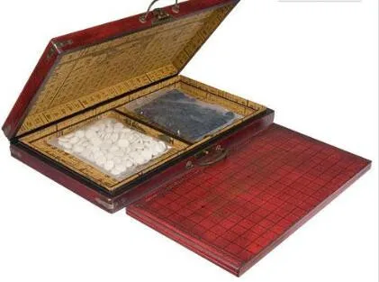 Wholesale cheap Chinese Go Game Set Leather Box Goban Board and Stones 2