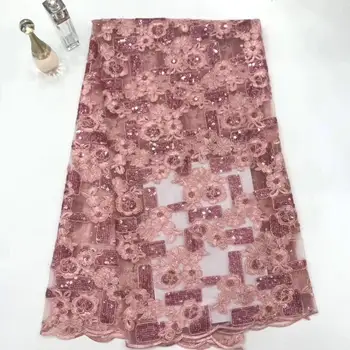 

New Arrival African Tulle Lace Fabrics High Quality 2019 Onion Lace Fabric With Sequins For Fashion Nigerian Lace Dress