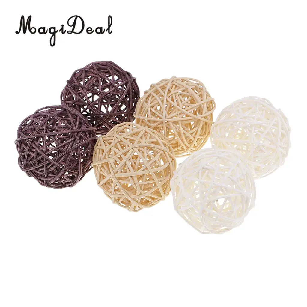  3cm/5cm/7cm Mixed Colors Lovely Wicker Rattan Ball, Christmas Birthday Home Wedding Party Decorations DIY Ornaments Kids Toys